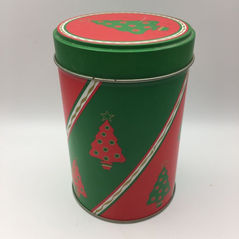 Christmas Holiday 5" Kitchen Tin Canister Candy Baked Goods Tree